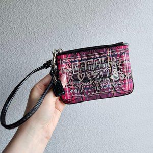 Coach Poppy Plaid Pink Wristlet